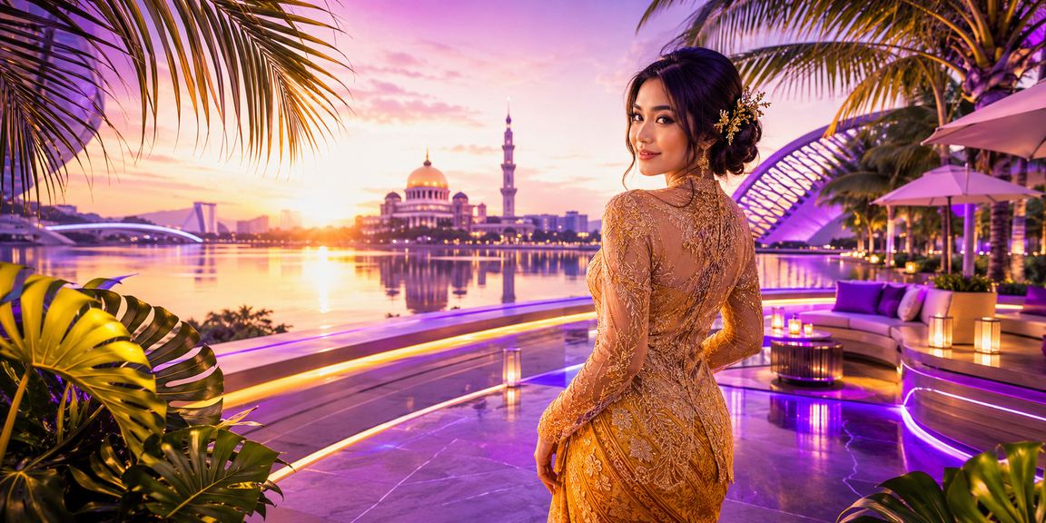 Pemain wanita membuat deposit untuk Blackjack bg3 di Putrajaya dengan pakaian kebaya